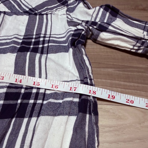J.Crew Mercantile Plaid Shirt Dress Womens Small Navy White Flannel FLAWED - Picture 8 of 9